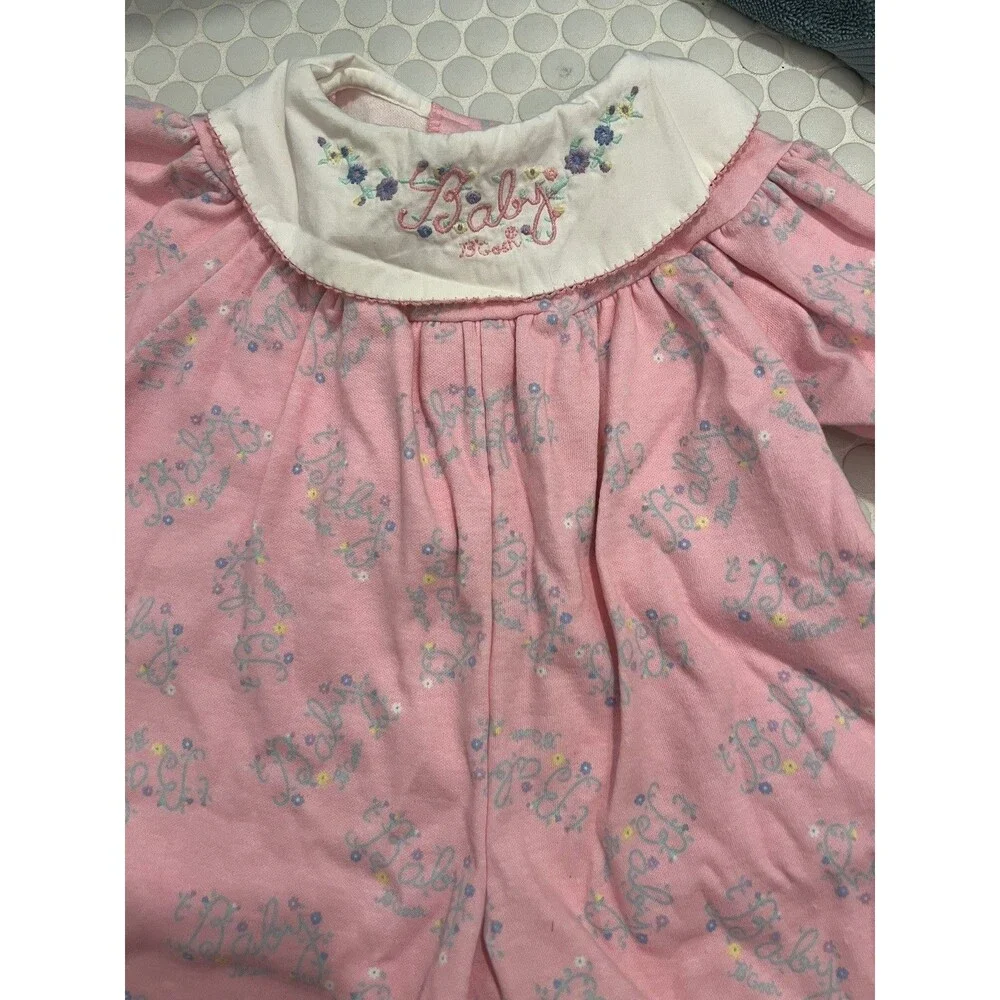 Osh Kosh Baby B'Gosh Vintage Pink Floral Bubble Romper One Piece Size 6-9 Month